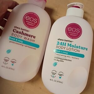 eos Shea Better Cashmere Body Wash And Lotion With Chapstick  - Pink and White